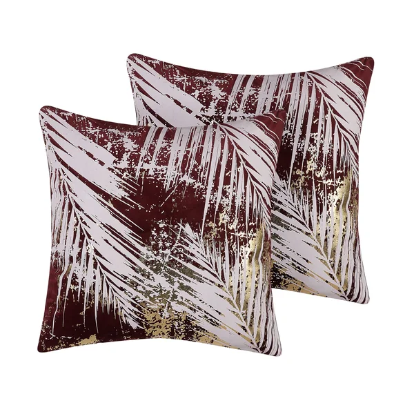 Dekokissen 2er Set CALLA Samtstoff 45 x 45 cm Rot Pflanzenmuster