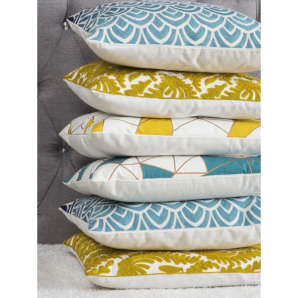 Dekokissen 2er Set CLARKIA Baumwolle 45 x 45 cm Blau Geometrisches Muster