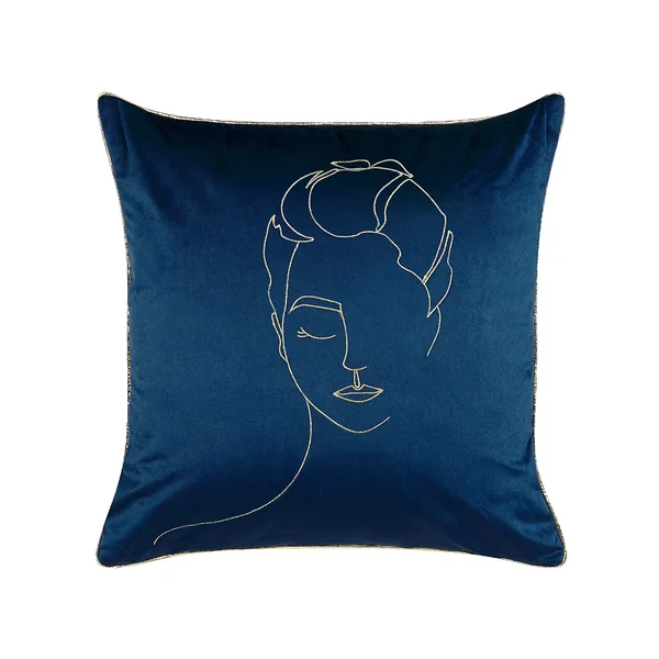 Dekokissen 2er Set CROCUS Samtstoff 45 x 45 cm Dunkelblau Abstraktes Muster