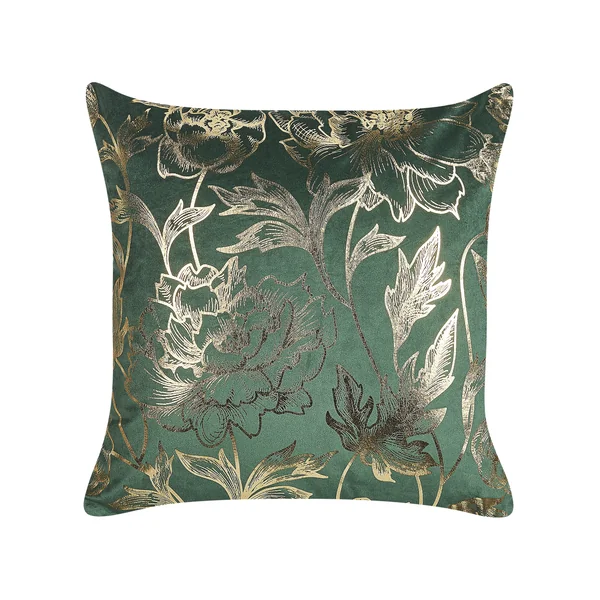 Dekokissen 2er Set DAFFODIL Samtstoff 45 x 45 cm Smaragdgrün Blumenmuster