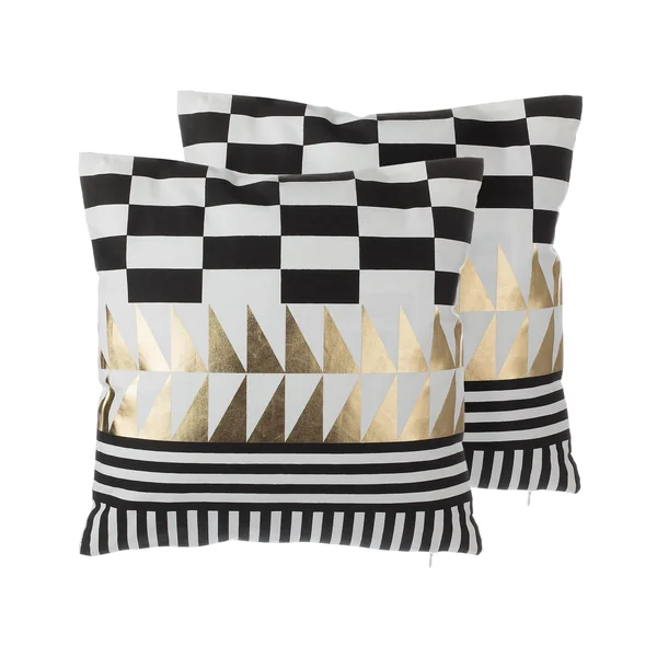 Dekokissen 2er Set DALIA Baumwolle 45 x 45 cm Schwarz Geometrisches Muster