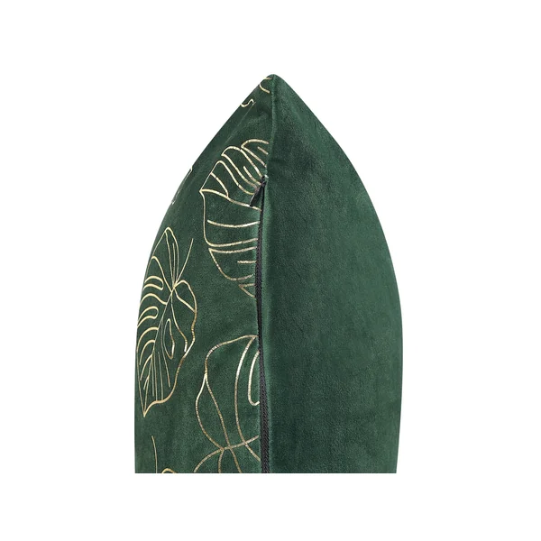 Dekokissen 2er Set DELICIOSA Samtstoff 45 x 45 cm Dunkelgrün Pflanzenmuster