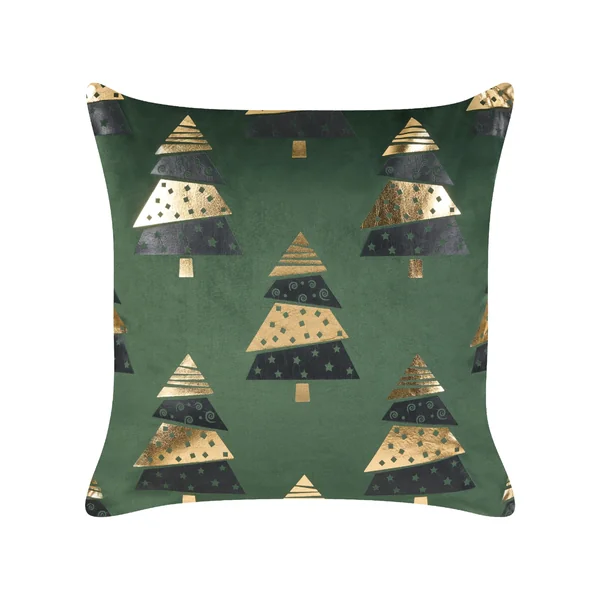 Dekokissen 2er Set GOLDSPRUCE Samtstoff 45 x 45 cm Grün Weihnachtsmotiv