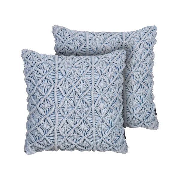 Dekokissen 2er Set GOREME Bouclé 45 x 45 cm Blau Geometrisches Muster