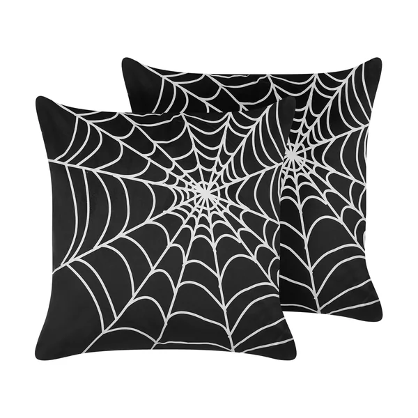 Dekokissen 2er Set LYCORIS Samtstoff 45 x 45 cm Schwarz Abstraktes Muster