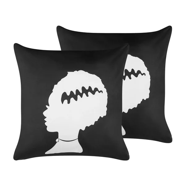 Dekokissen 2er Set MANDEVILLA Samtstoff 45 x 45 cm Schwarz Abstraktes Muster