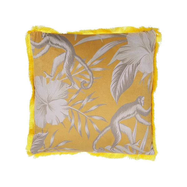 Dekokissen 2er Set MANJU Samtstoff 45 x 45 cm Gelb Tiermuster