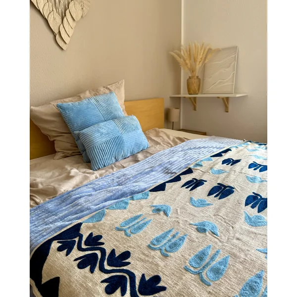 Dekokissen 2er Set MILLET Cord 43 x 43 cm Blau Geometrisches Muster