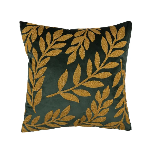 Dekokissen 2er Set MISTLETOE Samtstoff 45 x 45 cm Gold Grün Pflanzenmuster