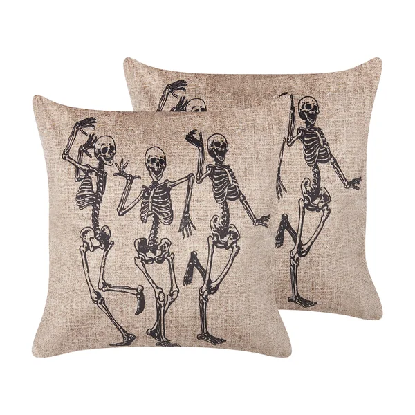 Dekokissen 2er Set MORTESTI Samtstoff 45 x 45 cm Hellbeige Abstraktes Muster
