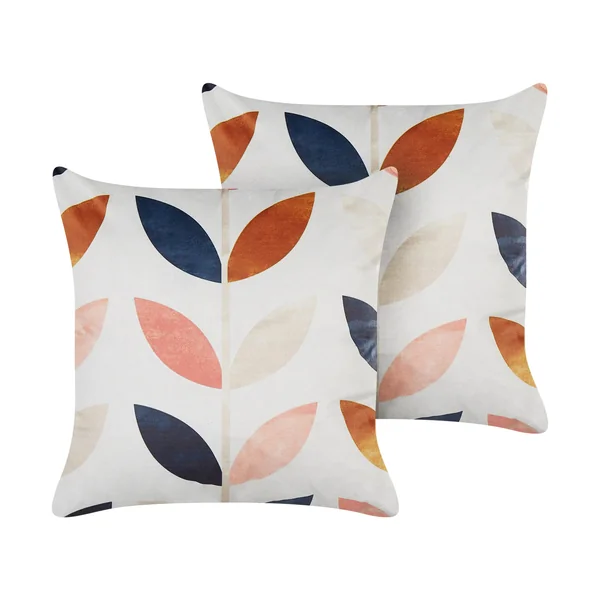 Dekokissen 2er Set QUINOA Samtstoff 45 x 45 cm Bunt Pflanzenmuster