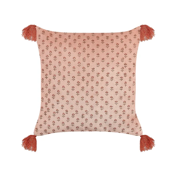 Dekokissen 2er Set RUMHORA Samtstoff 45 x 45 cm Rosa Blumenmuster