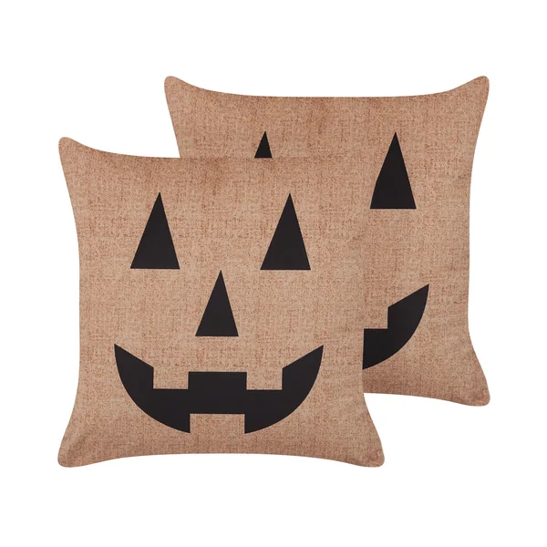 Dekokissen 2er Set SEBES Samtstoff 45 x 45 cm Beige Abstraktes Muster