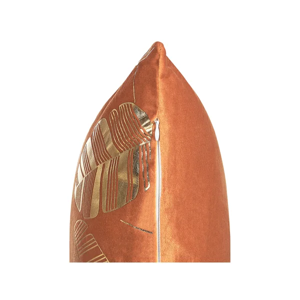 Dekokissen 2er Set SUNFLOWER Samtstoff 45 x 45 cm Orange Pflanzenmuster