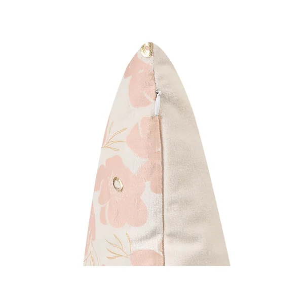 Dekokissen 2er Set TRITELEIA Samtstoff 45 x 45 cm Rosa Blumenmuster