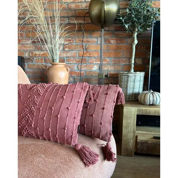 Dekokissen 2er Set VALVARIA Baumwolle 30 x 50 cm Rot ZickZack-Muster
