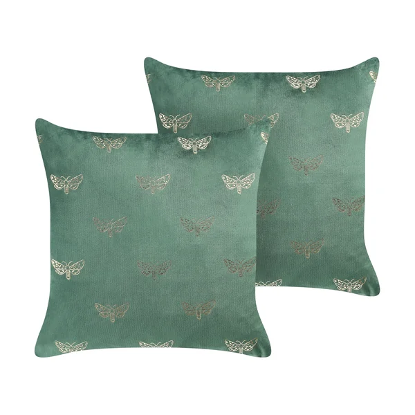 Dekokissen 2er Set YUZURI Samtstoff 45 x 45 cm Smaragdgrün Tiermuster