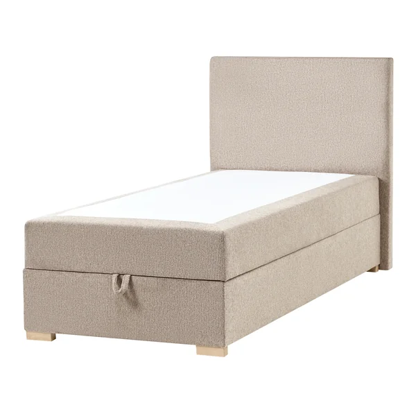 Divan Bed with Storage Fabric MAJOR 90 x 200 cm (EU Single) Taupe