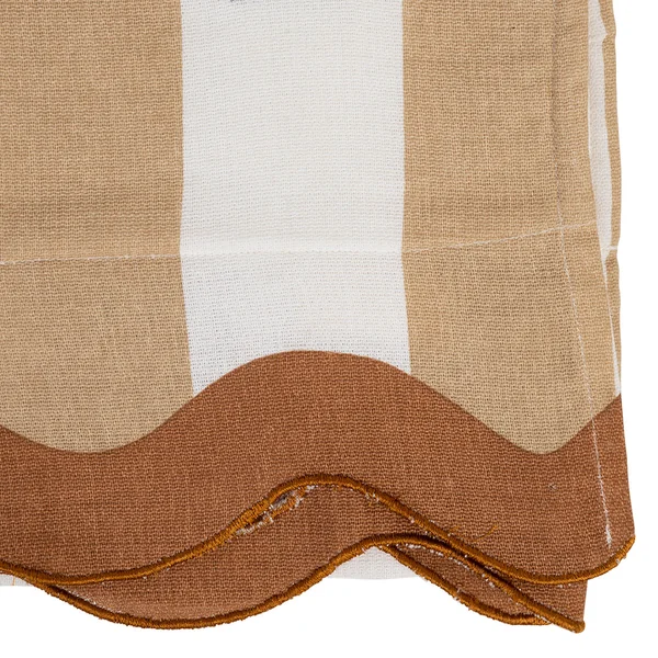 Drap de plage en coton rayé camel et blanc 170x85cm - Medi