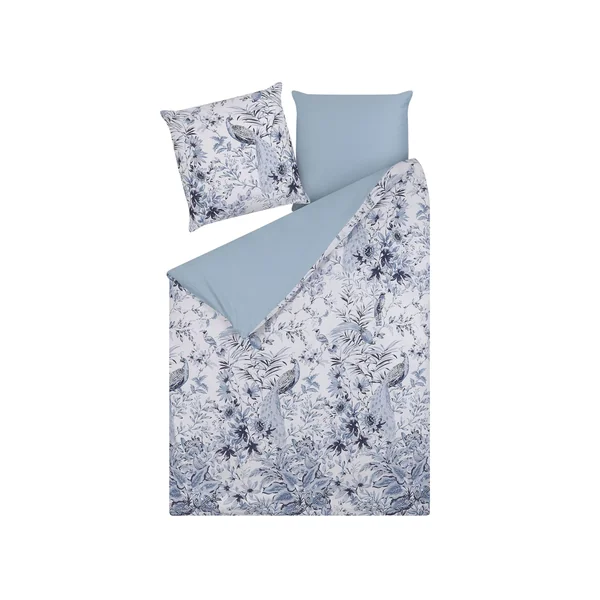 Duvet Cover Set BALLARD Sateen Cotton 155 x 220 cm Blue