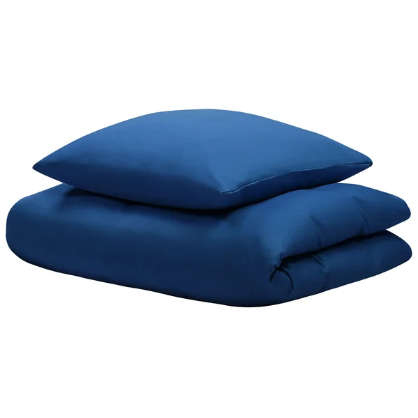 Duvet Cover Set HARMONRIDGE Sateen Cotton 135 x 200 cm Dark Blue