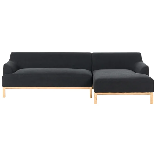 Ecksofa 3-Sitzer SOSJO Stoff Schwarz linksseitig