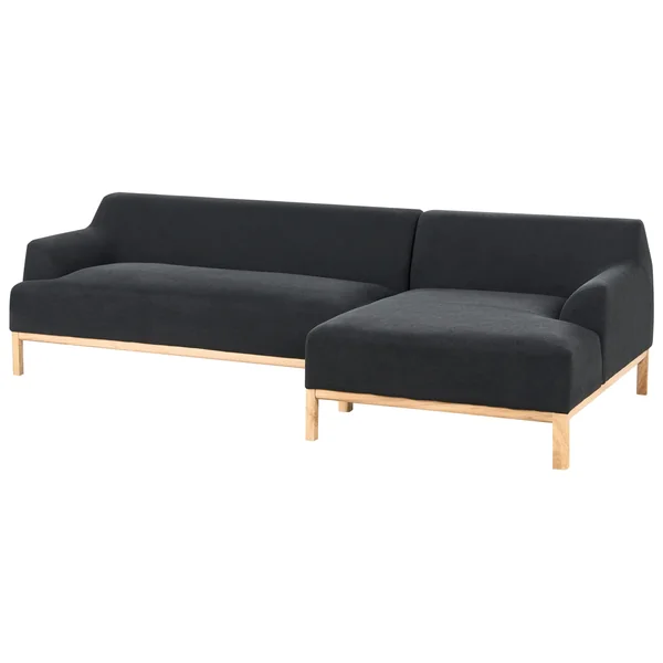 Ecksofa 3-Sitzer SOSJO Stoff Schwarz linksseitig