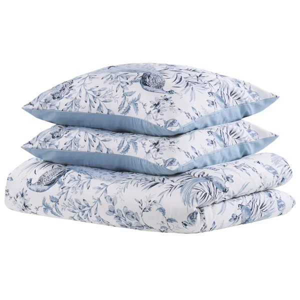 Ensemble de housses de couette BALLARD Satin de coton 155 x 220 cm Bleu