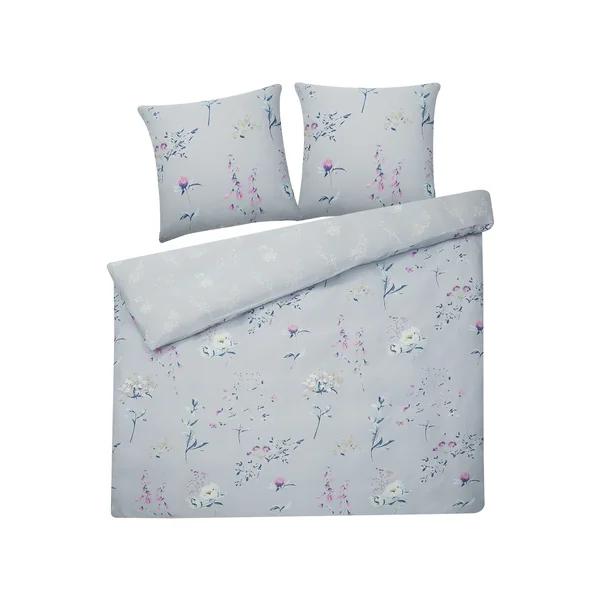 Ensemble de housses de couette EVERGREEN Satin de coton 220 x 240 cm Bleu clair