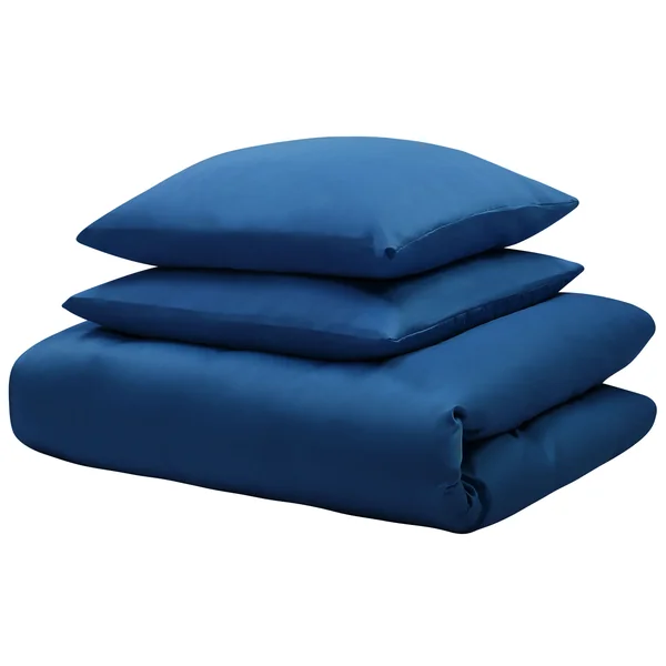 Ensemble de housses de couette HARMONRIDGE Satin de coton 200 x 220 cm Bleu foncé
