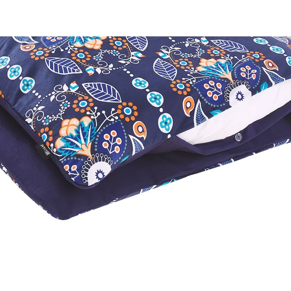 Ensemble de housses de couette MADRONA Satin de coton 135 x 200 cm Bleu foncé