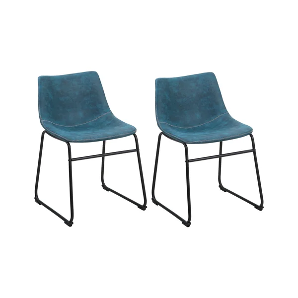 Esszimmerstuhl 2er Set BATAVIA Stoff Seeblau
