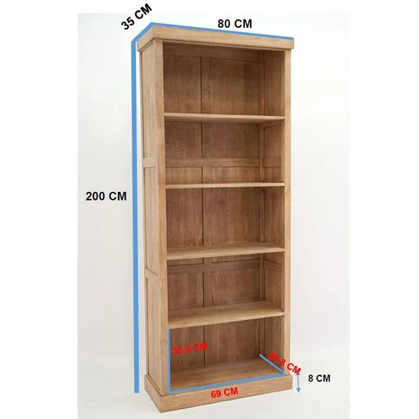 Etagère bibliothèque hévéa 80x200cm TRADITION