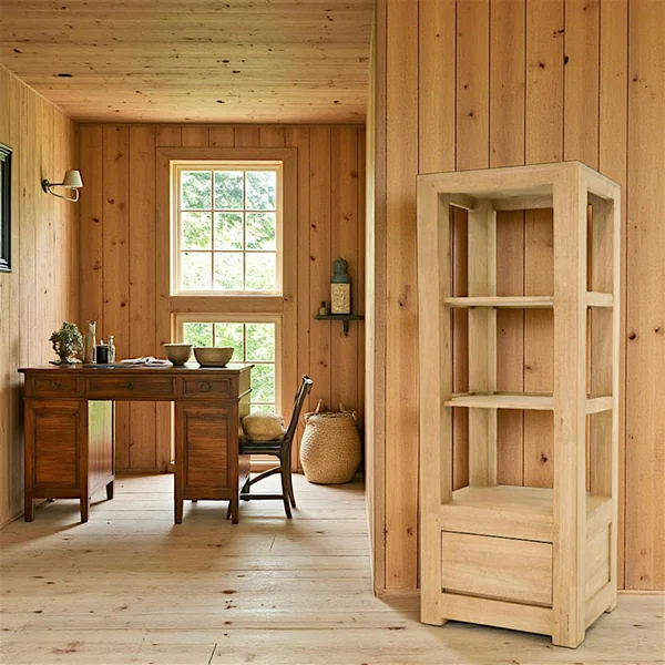 Etagère colonne moderne hévéa 146cm OLGA