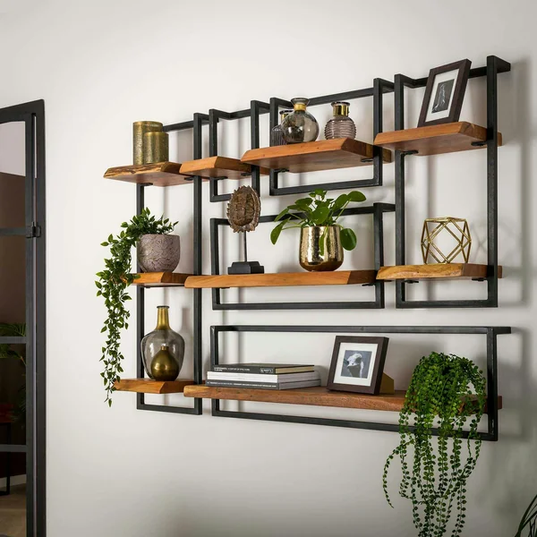 Etagère murale bois métal 20 cm MELBOURNE