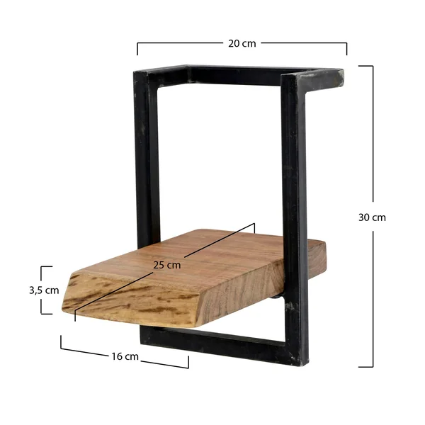 Etagère murale bois métal 20 cm MELBOURNE