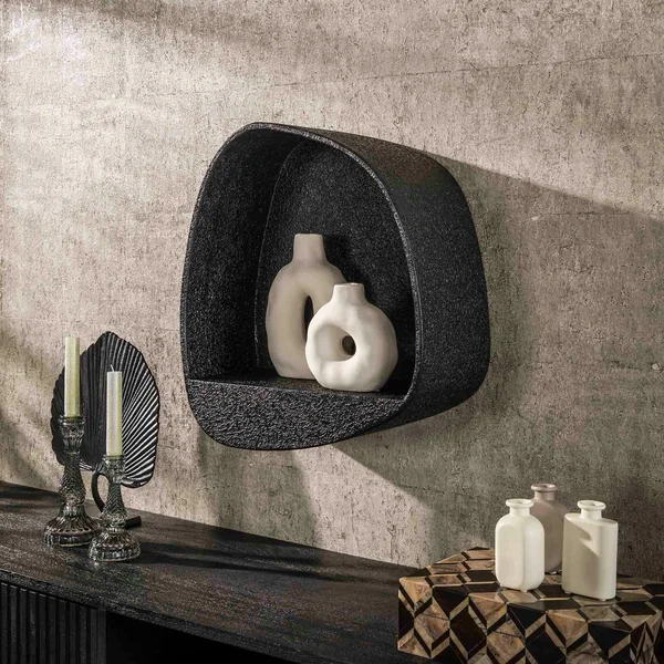 Etagère murale noire forme organique 48 cm TAJ