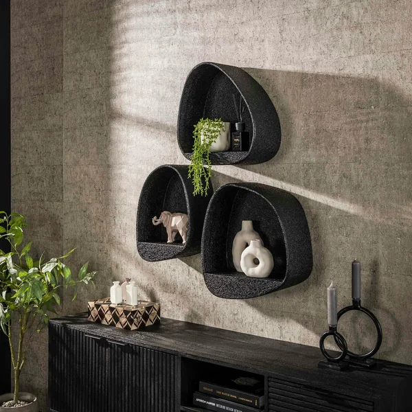 Etagère murale noire forme organique 48 cm TAJ
