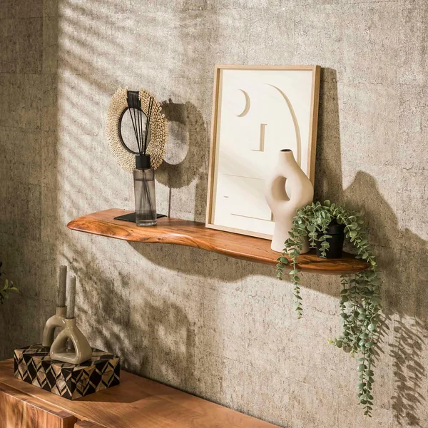 Etagère murale organique en bois d'acacia 120 cm MELBOURNE