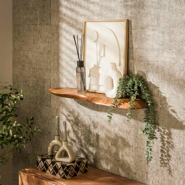 Etagère murale organique en bois d'acacia 90 cm MELBOURNE