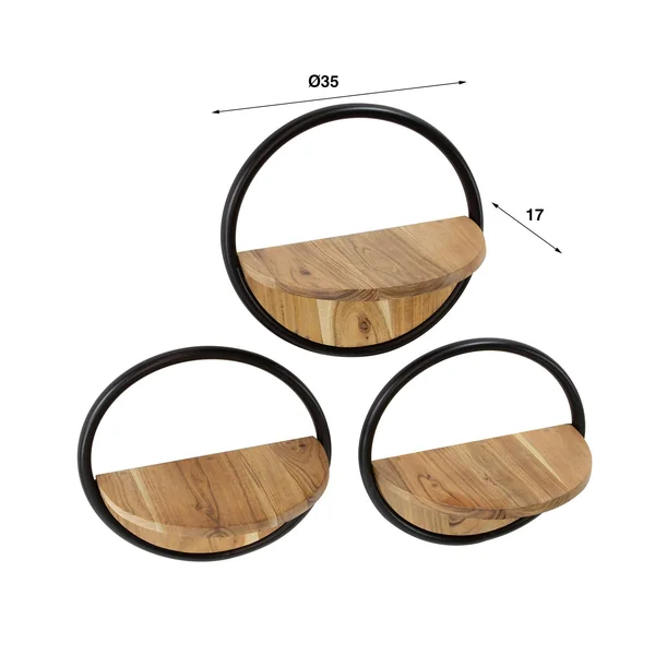 Etagère murale ronde en bois d'acacia Ø 35 cm (lot de 3) MELBOURNE