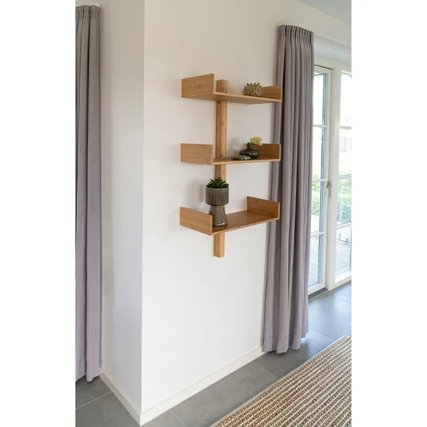 Etagère murale verticale en bambou 3 plateaux avec joues 102 cm TALLINN