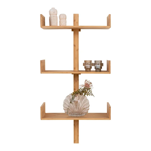Etagère murale verticale en bambou 3 plateaux avec joues 102 cm TALLINN