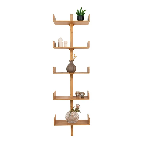 Etagère murale verticale en bambou 5 plateaux avec joues 180 cm TALLINN