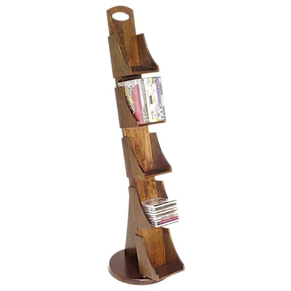 Etagère range CD/DVD hévéa 31x43x120cm MAORI