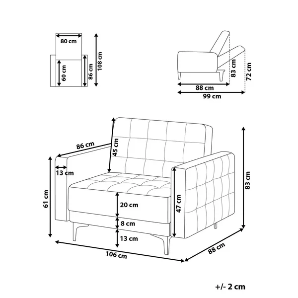 Fauteuil ABERDEEN Velours Gris clair
