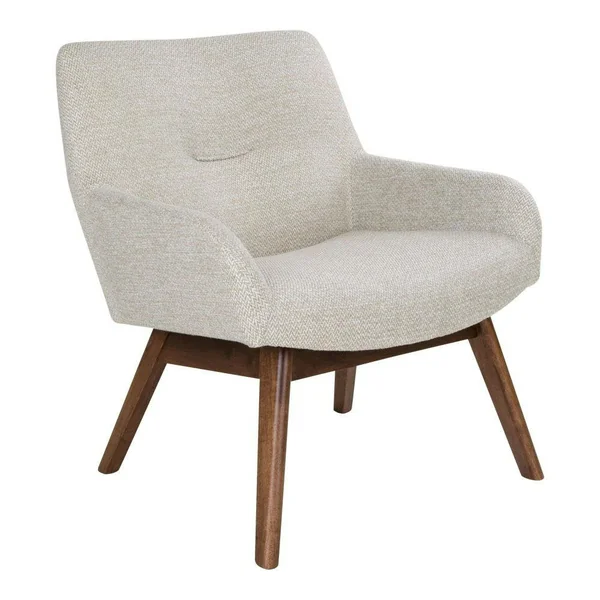 Fauteuil beige sable avec structure en bois de noyer BERLIN