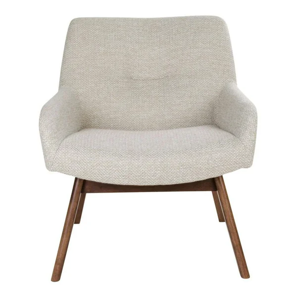 Fauteuil beige sable avec structure en bois de noyer BERLIN