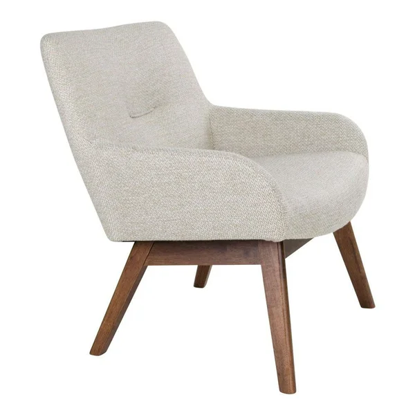 Fauteuil beige sable avec structure en bois de noyer BERLIN