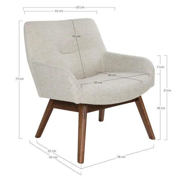 Fauteuil beige sable avec structure en bois de noyer BERLIN